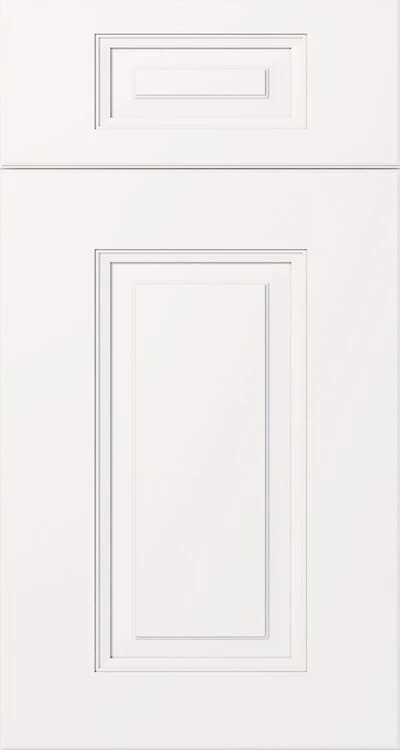 White raised-panel cabinet door sample