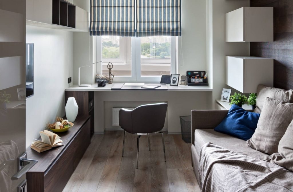 Home Office Cabinets that are stylish and Smart- Beautiful Office setup at home with table and chair