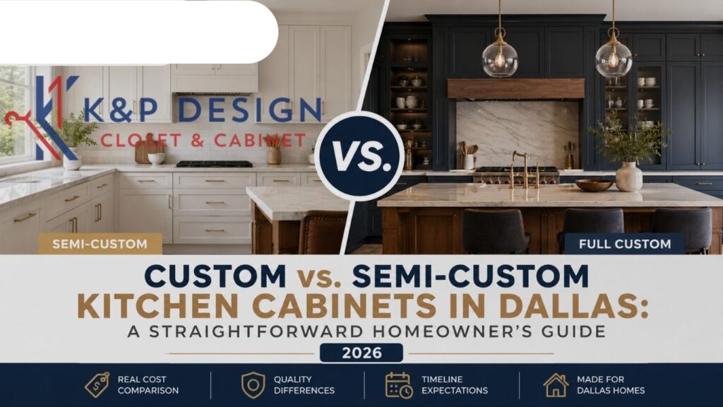 Custom vs Semi-Custom Kitchen Cabinets in Dallas TX - KP Closet and Cabinet Design- KP Closet and Cabinet Design offers both custom and semi-custom kitchen cabinet solutions in Dallas, TX
