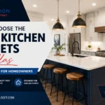 Custom kitchen cabinets in Dallas TX featuring white shaker cabinetry, navy blue island, quartz countertops, and modern luxury kitchen design by KP Closet & Cabinet Design.
