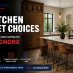 Modern kitchen featuring warm wood cabinets, sage green cabinetry, and custom storage showcasing the top kitchen cabinet trends Dallas homeowners are choosing in 2026 by KP Closet & Cabinet Design.