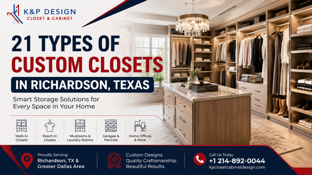 21 types of custom closets in Richardson, Texas