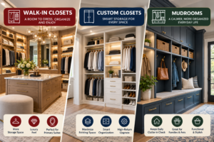 Walk-in closet vs custom closet and mudroom storage ideas for Dallas homes Walk-in closet vs custom closet and mudroom storage ideas for Dallas homes