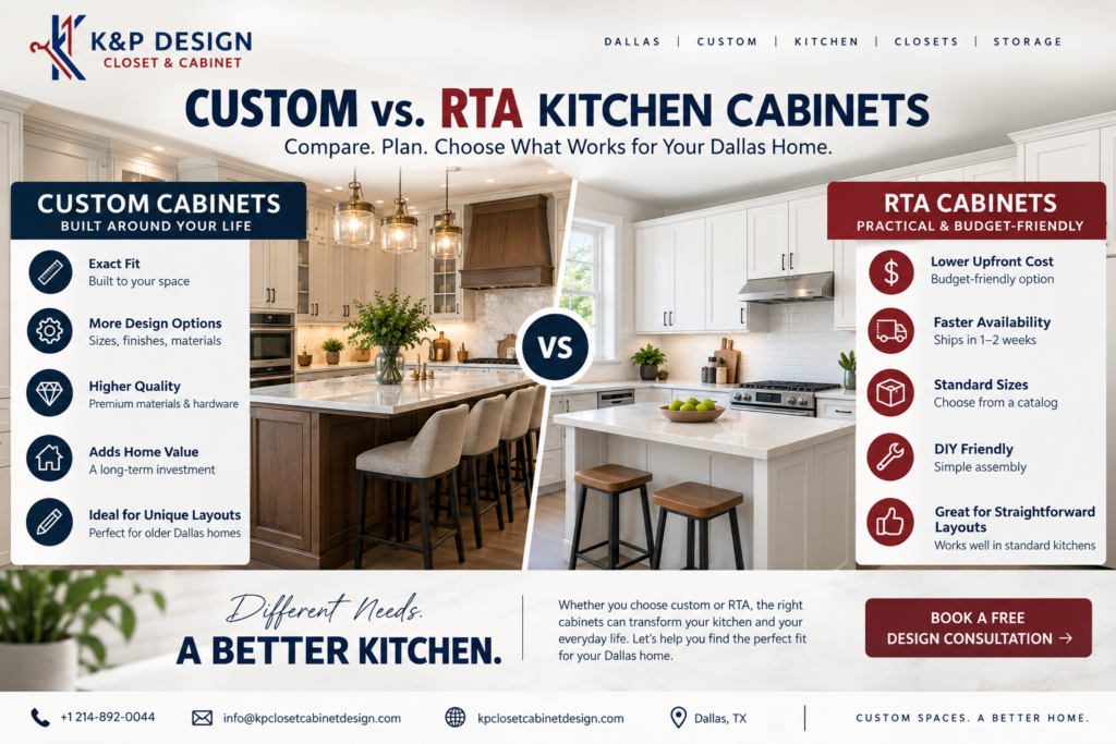 What Custom Cabinets Actually Are- Custom or RTA kitchen cabinets for homeowners in Dallas